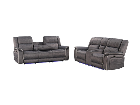 Hannan Fabric 3+2 Electric Recliner Sofa Set Grey
