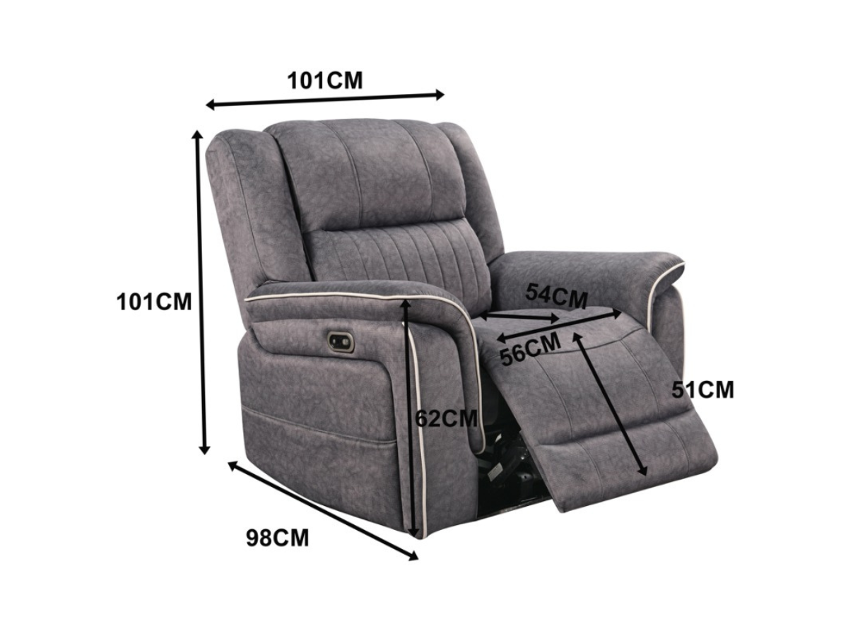 Hannan Electric Recliner Chair Grey Micro Fabric