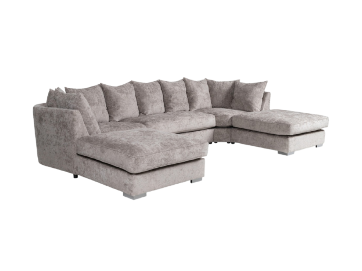 London U Shaped Sofa Truffle Soft Chenille