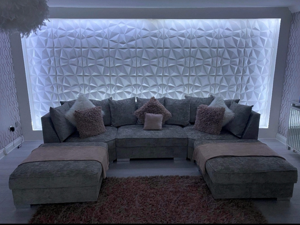 London U Shaped Sofa Truffle Soft Chenille
