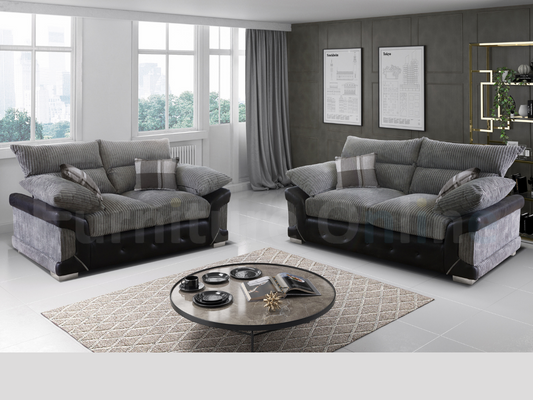 Logan 3+2 Sofa Set Black Grey