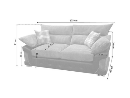 Logan 2 Seater Sofa Black-Grey