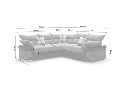 Logan Double Corner Sofa Full Back Grey-Black
