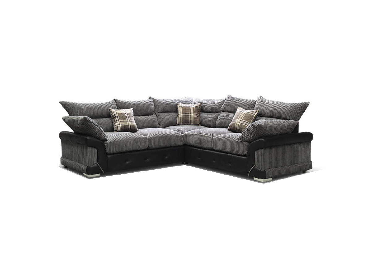 Logan Double Corner Sofa Full Back Grey-Black
