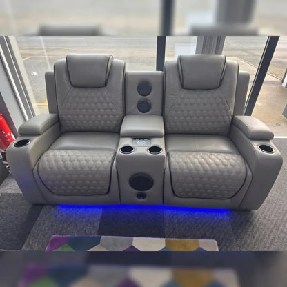 Malaga Leather Electric Recliner Sofa Set With Cupholders and Speakers – 3+2 Seater Sofa Set