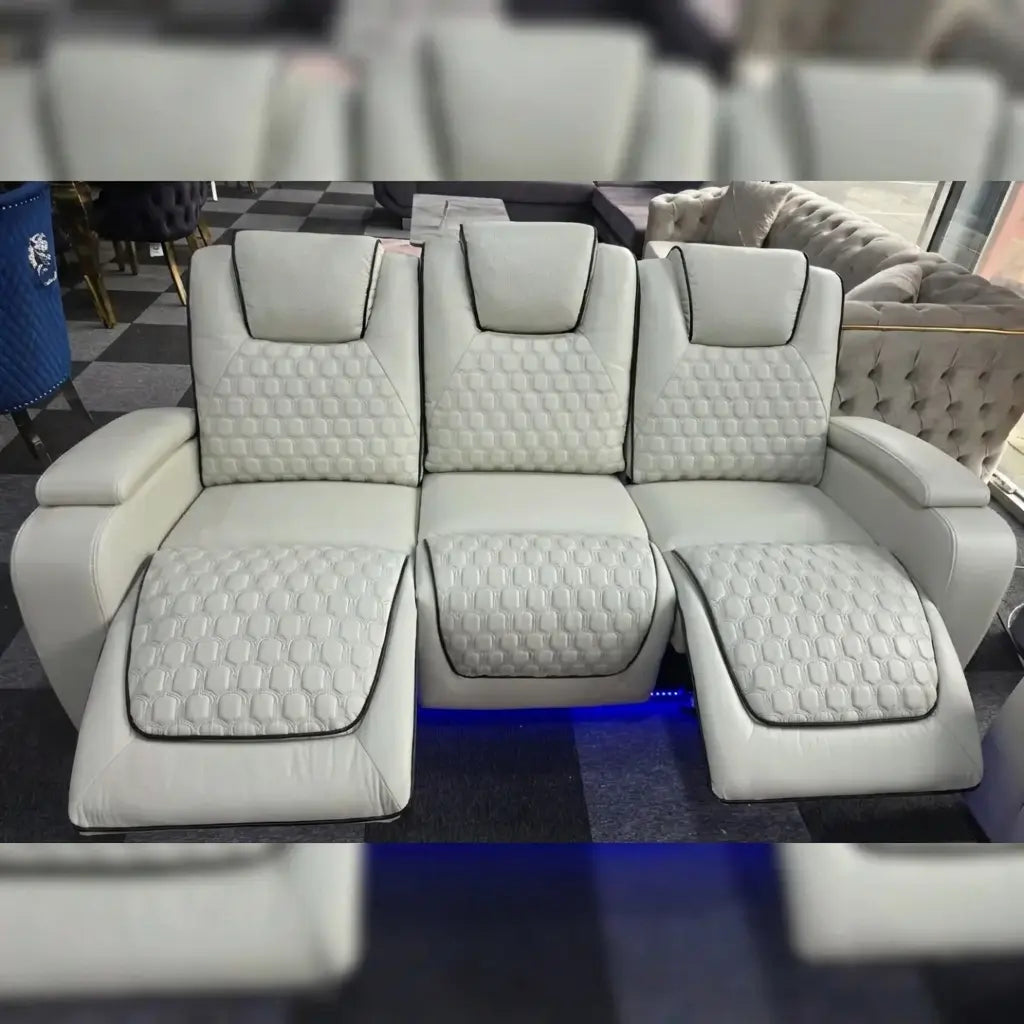 Malaga Leather Electric Recliner Sofa Set With Cupholders and Speakers – 3+2 Seater Sofa Set