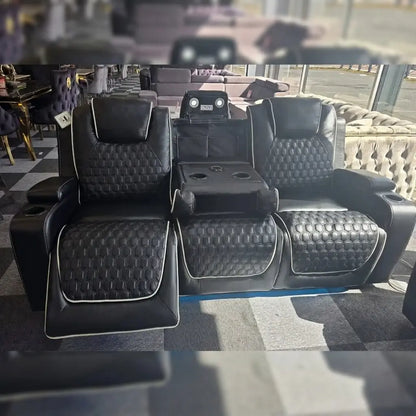 Malaga Leather Electric Recliner Sofa Set With Cupholders and Speakers – 3+2 Seater Sofa Set