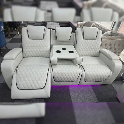 Malaga Leather Electric Recliner Sofa Set With Cupholders and Speakers – 3+2 Seater Sofa Set