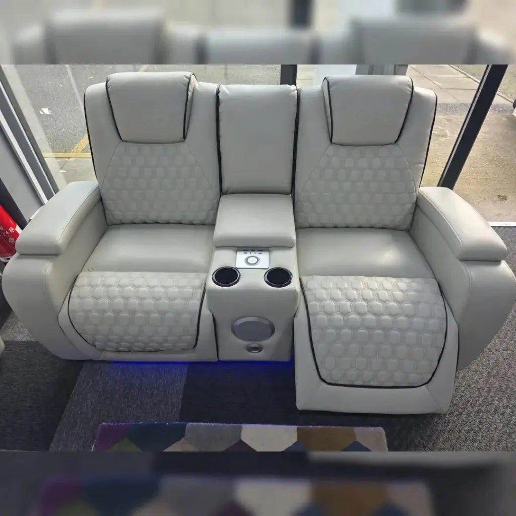 Malaga Leather Electric Recliner Sofa Set With Cupholders and Speakers – 3+2 Seater Sofa Set