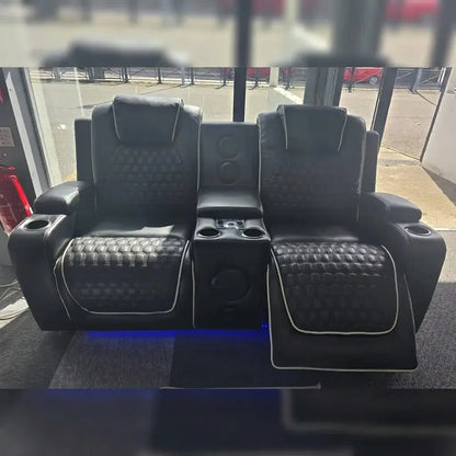 Malaga Leather Electric Recliner Sofa Set With Cupholders and Speakers – 3+2 Seater Sofa Set