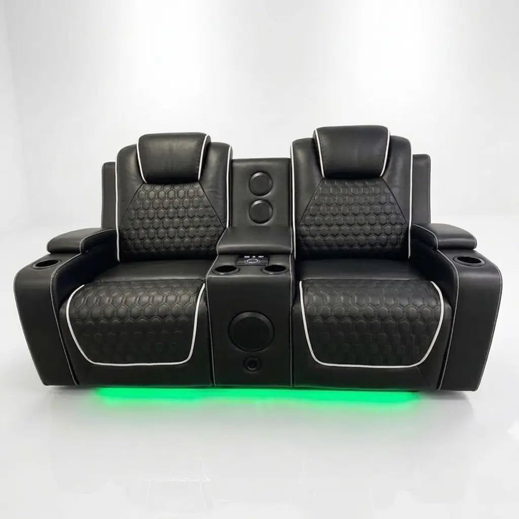 Malaga Leather Electric Recliner Sofa Set With Cupholders and Speakers – 3+2 Seater Sofa Set
