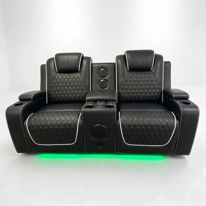 Malaga Leather Electric Recliner Sofa Set With Cupholders and Speakers – 3+2 Seater Sofa Set