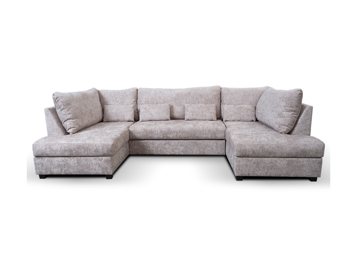 Meridian U Shaped Sofa Bed with Storage in Truffle Alaska Chenille