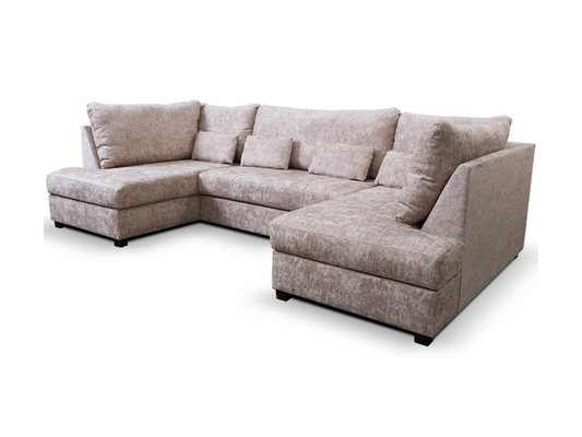 Meridian U Shaped Sofa Bed with Storage in Truffle Alaska Chenille