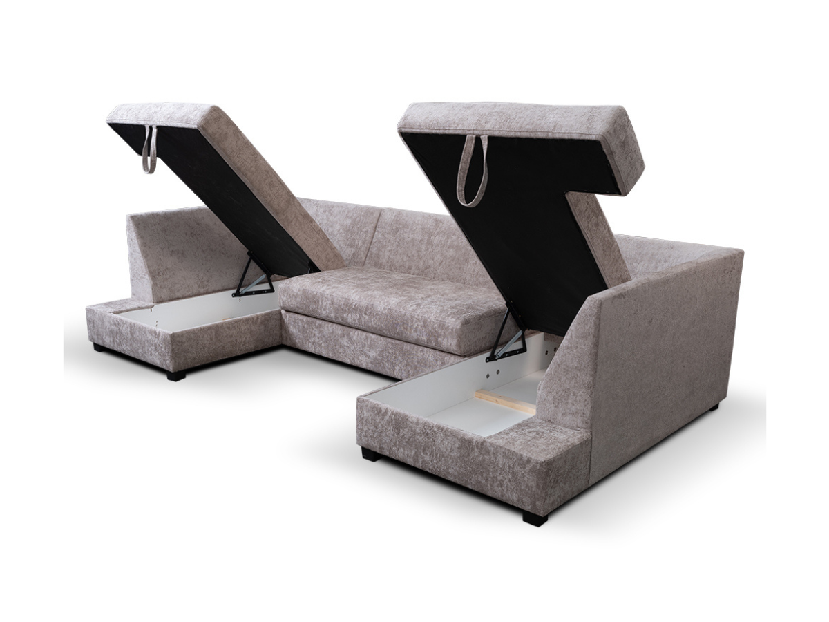 Meridian U Shape Sofa Bed with Storage Alaska Chenille