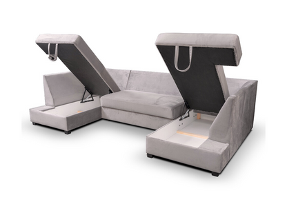 Meridian U Shape Velvet Sofa Bed with Storage