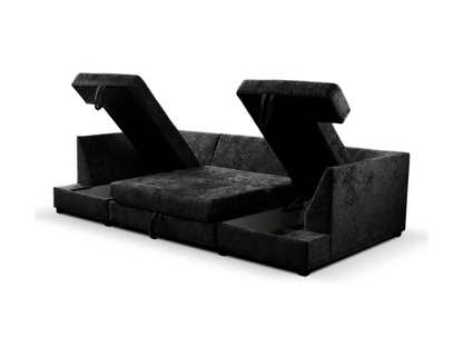 Meridian U Shape Sofa Bed with Storage Alaska Chenille