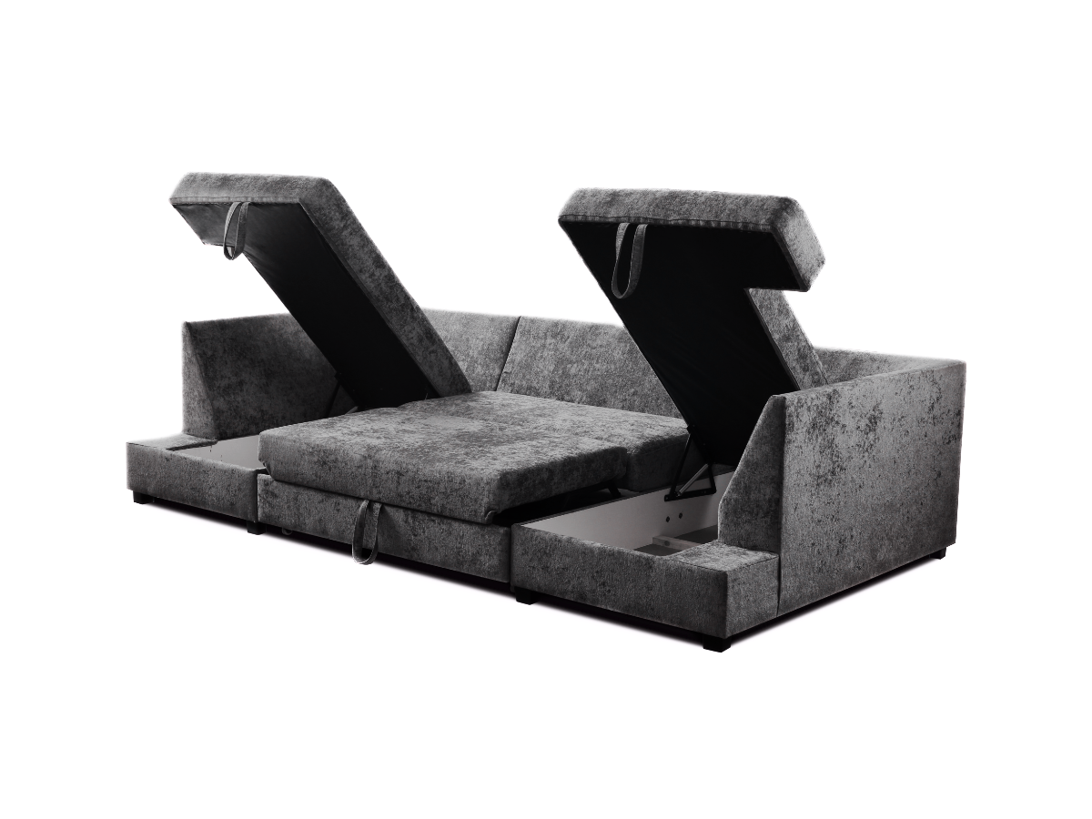 Meridian U Shape Sofa Bed with Storage Alaska Chenille