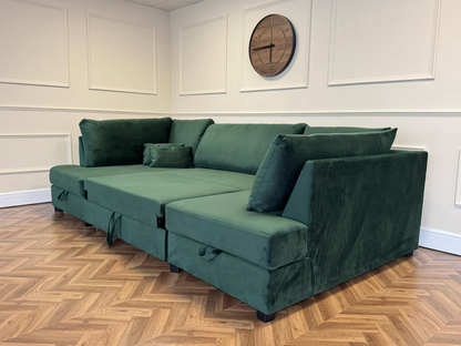 Meridian Green Sofa Bed with Storage U Shaped