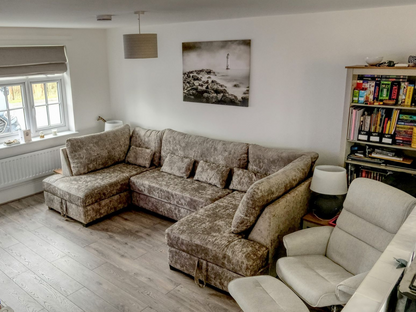 Meridian U Shaped Sofa Bed with Storage in Truffle Alaska Chenille