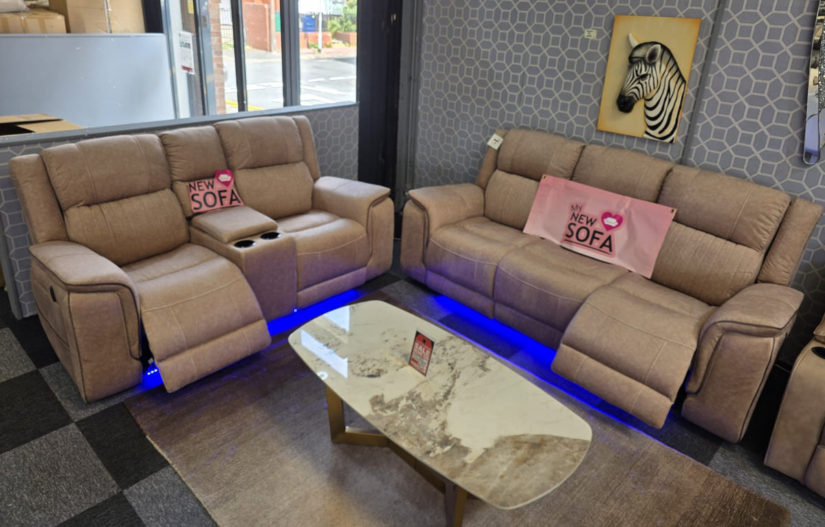 Hannah Electric Recliner 3+2 Sofa Micro Fibre Fabric