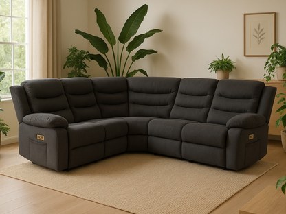 Naples Electric Corner Recliner Sofa in Grey Fabric