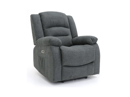 Naples Electric Recliner Chair Grey Chenille Fabric