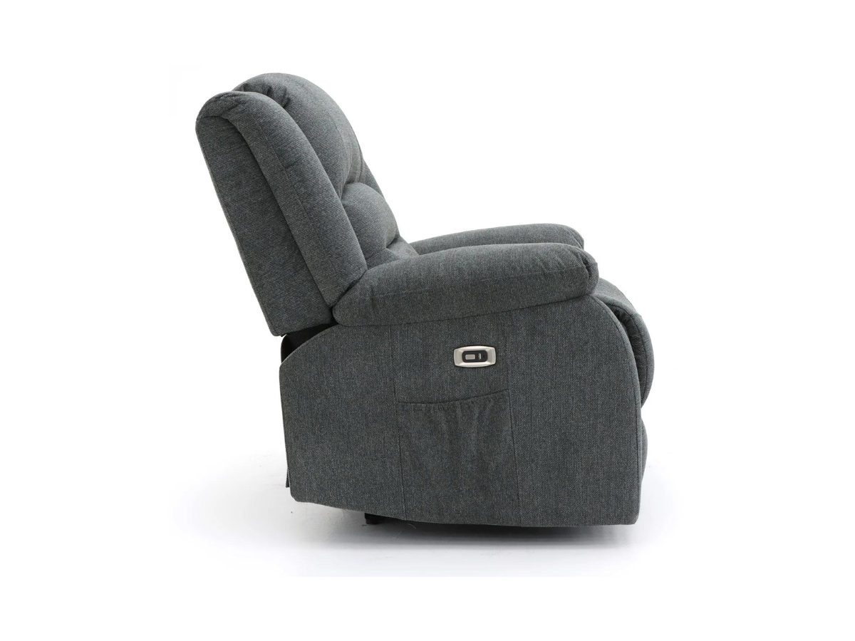 Naples Electric Recliner Chair Grey Chenille Fabric