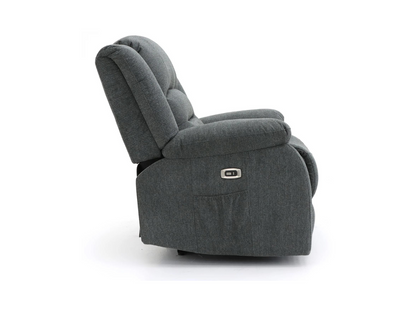 Naples Electric Recliner Chair Grey Chenille Fabric
