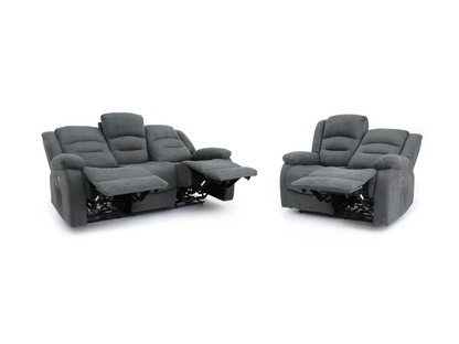 Naples 3+2 Electric Recliner Sofas Grey Chenille Fabric