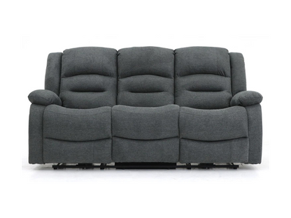 Naples 3 Seater Electric Recliner Sofa Grey Chenille Fabric