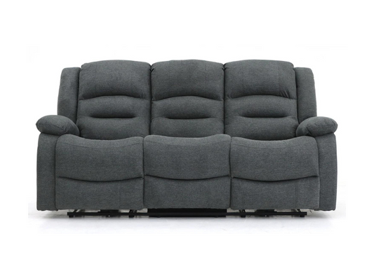 Naples 3 Seater Electric Recliner Sofa Grey Chenille Fabric