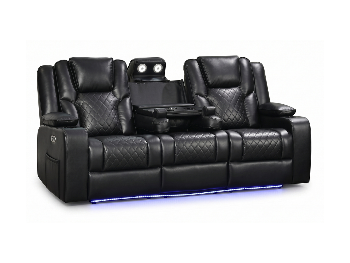 Orlando 3 Seater Black Electric Recliner Sofa