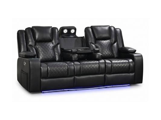 Orlando 3 Seater Black Electric Recliner Sofa