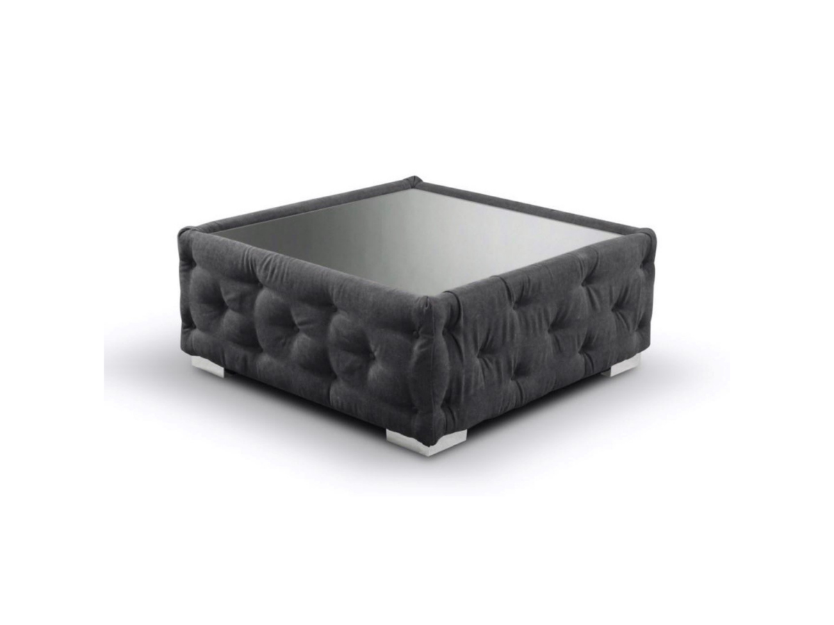 Carnaby Black Footstool with Glass Top