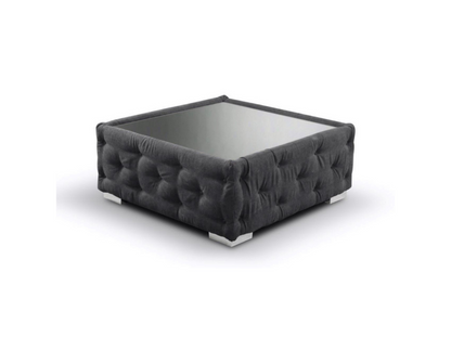 Carnaby Black Footstool with Glass Top