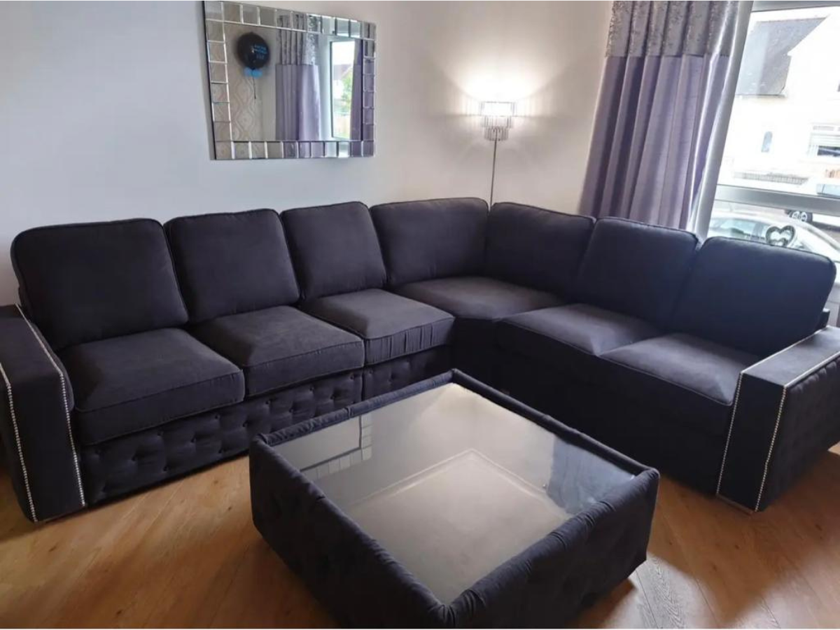 Olivia Corner Sofa 6 Seater Universal Corner Black