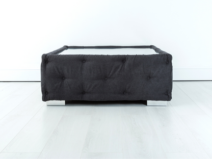 Carnaby Black Footstool with Glass Top