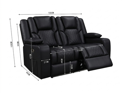 Orlando Black Electric Recliner Sofa Set 3+2