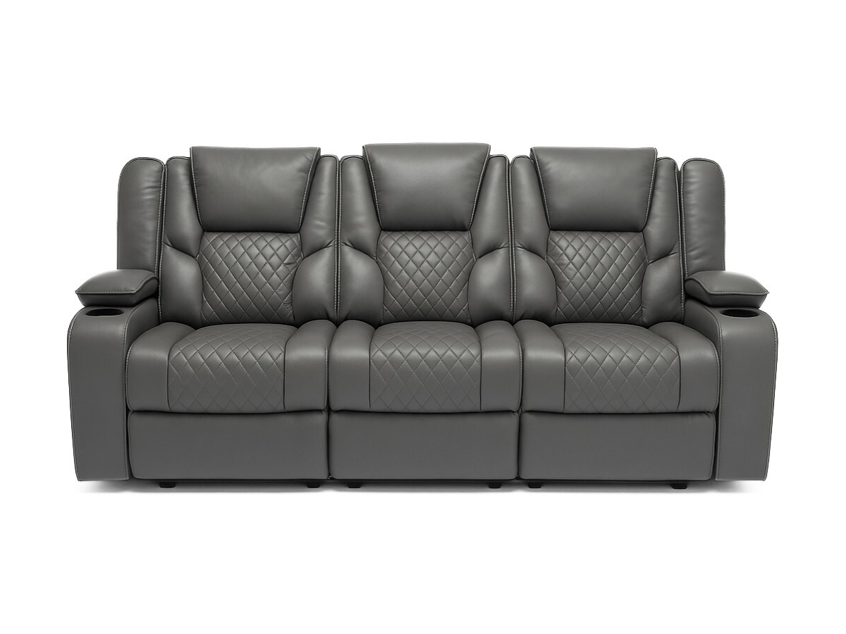 Orlando 3 Seater Electric Recliner Sofa Grey Aire Leather