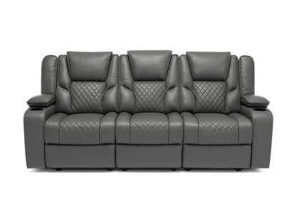 Orlando 3 Seater Electric Recliner Sofa Grey Aire Leather