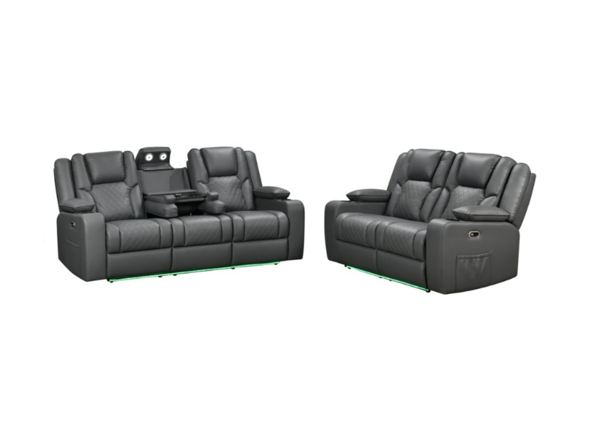Orlando Grey Electric Recliner Sofa Set 3+2