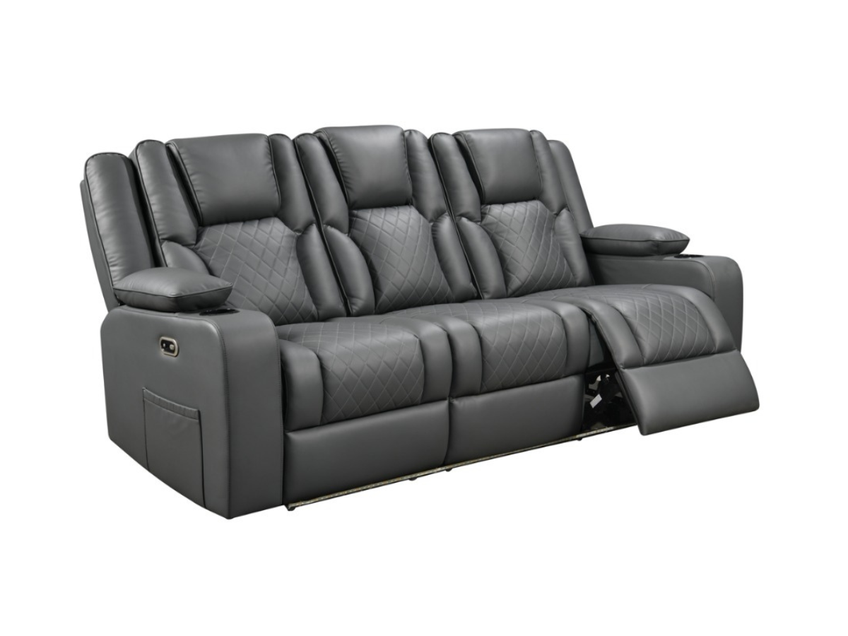 Orlando 3 Seater Electric Recliner Sofa Grey Aire Leather