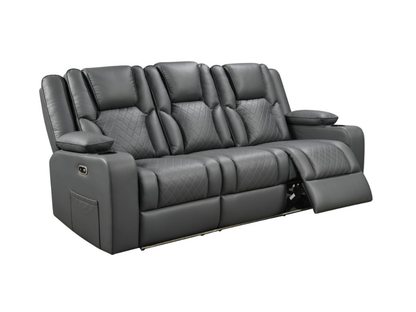 Orlando 3 Seater Electric Recliner Sofa Grey Aire Leather