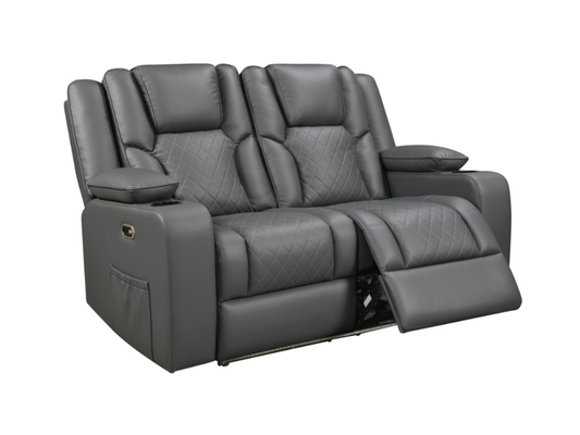 Orlando 2 Seater Electric Recliner Sofa Grey Aire Leather