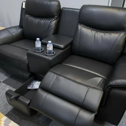 Parada Leather Electric Recliner Sofa 3+2 Seater-Bluetooth/USB/C-Type/Led/Cooling-Cup Holders - Grey