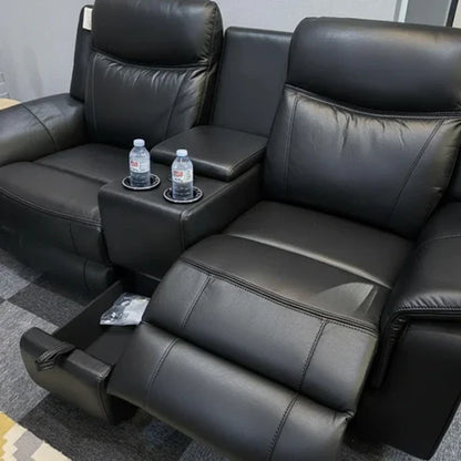 Parada Leather Electric Recliner Sofa 3+2 Seater-Bluetooth/USB/C-Type/Led/Cooling-Cup Holders - Grey