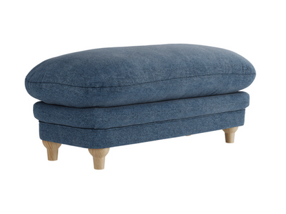 Plumpton Blue Footstool in Denim Blue and Duck Egg Chenille