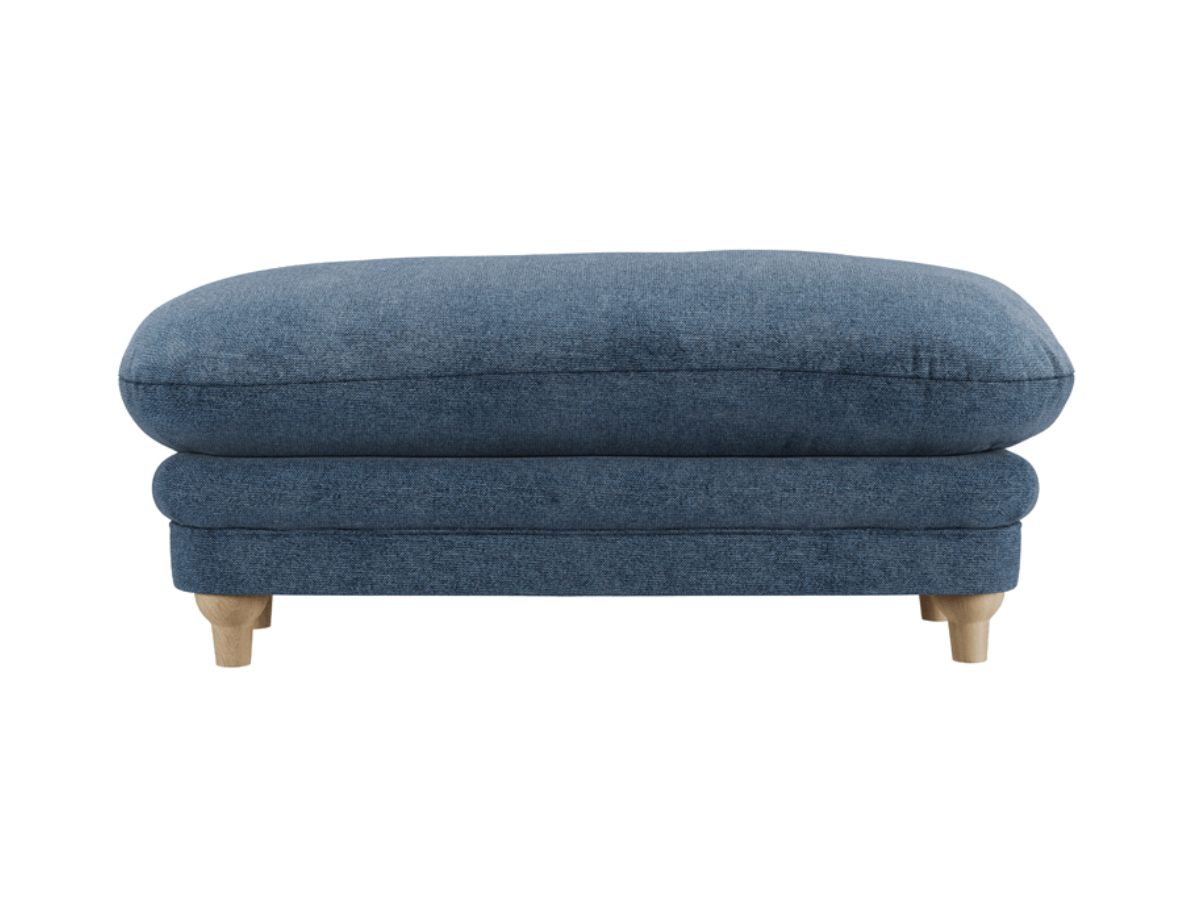 Plumpton Blue Footstool in Denim Blue and Duck Egg Chenille