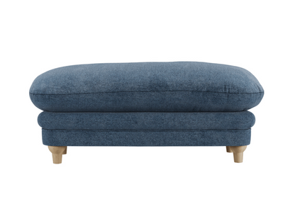 Plumpton Blue Footstool in Denim Blue and Duck Egg Chenille